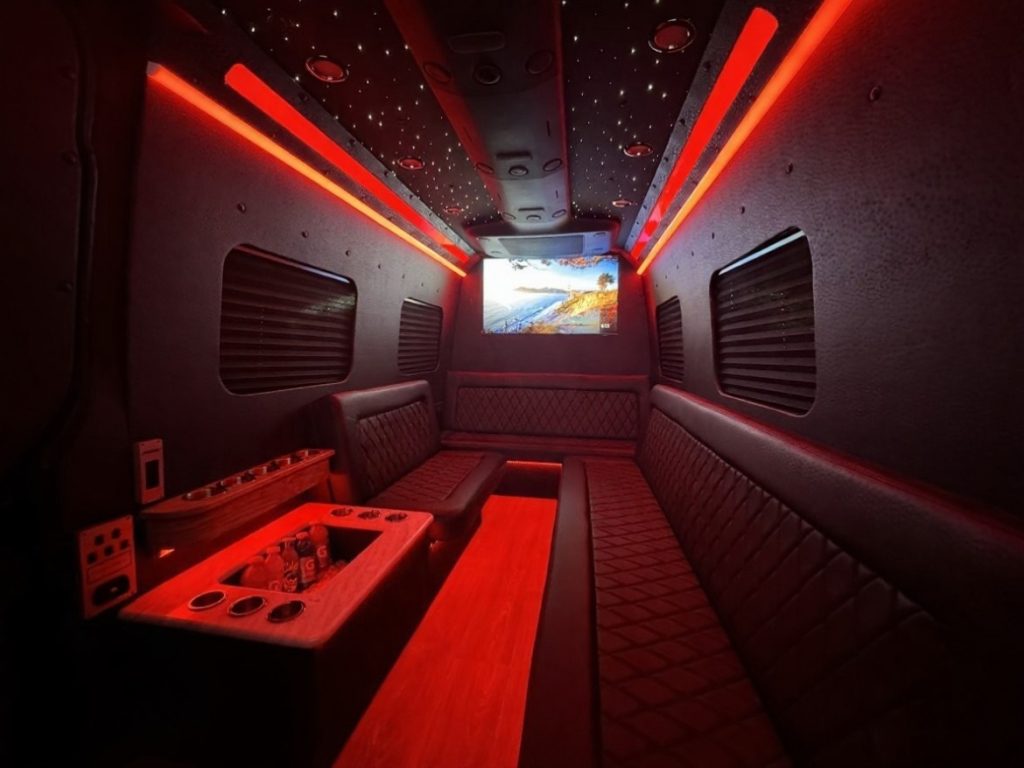 18 passenger party van with LED lighting in Connecticut