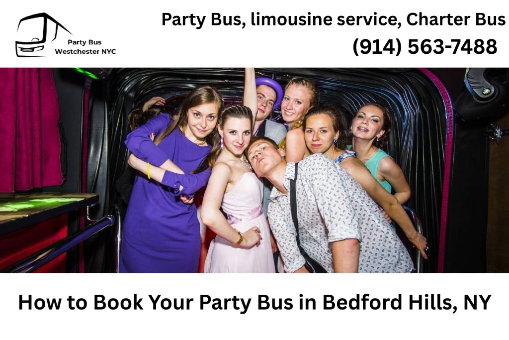 Customer booking a Bedford Hills NY party bus online using smartphone