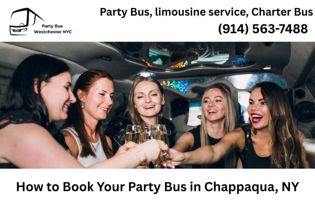 Customer booking a Chappaqua NY party bus online using smartphone and laptop