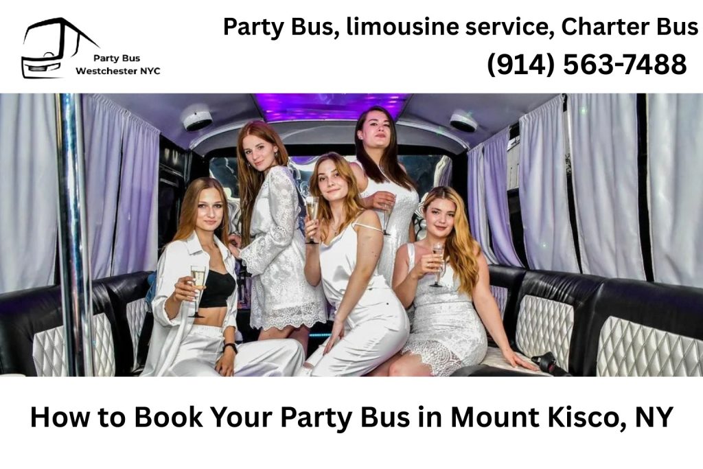 Customer booking a Mount Kisco NY party bus online using smartphone and laptop