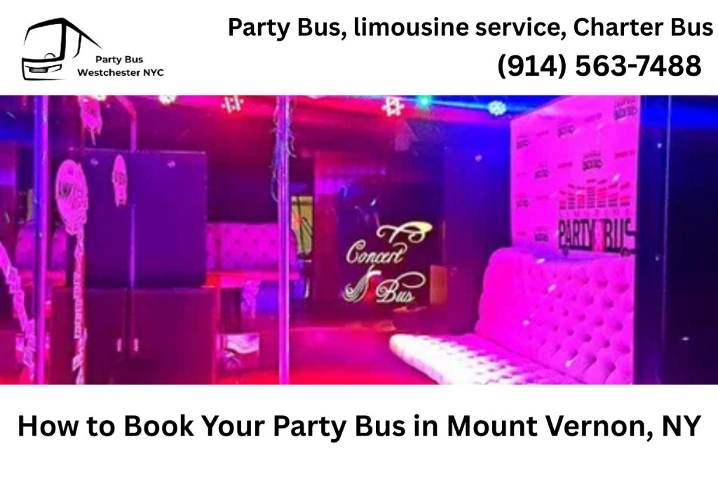 Customer booking a Mount Vernon NY party bus online with smartphone and laptop