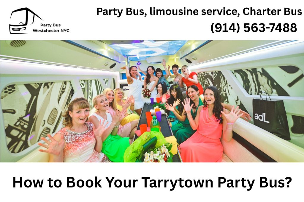 Customer booking a party bus online in Tarrytown NY via mobile device