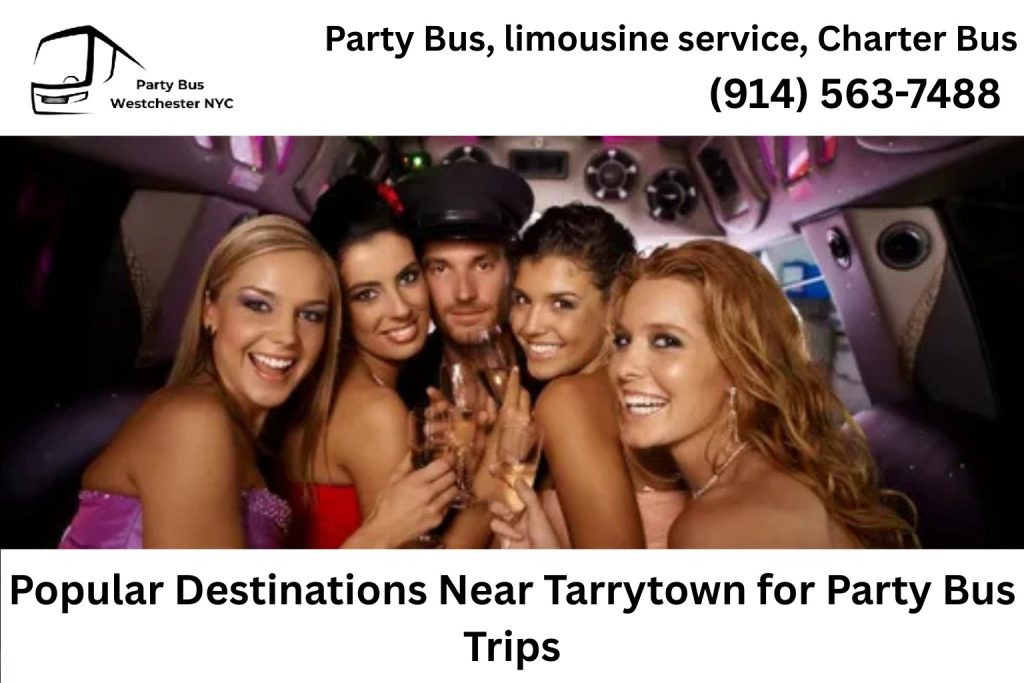 Party bus arriving at a vineyard near Tarrytown NY for a wine tour