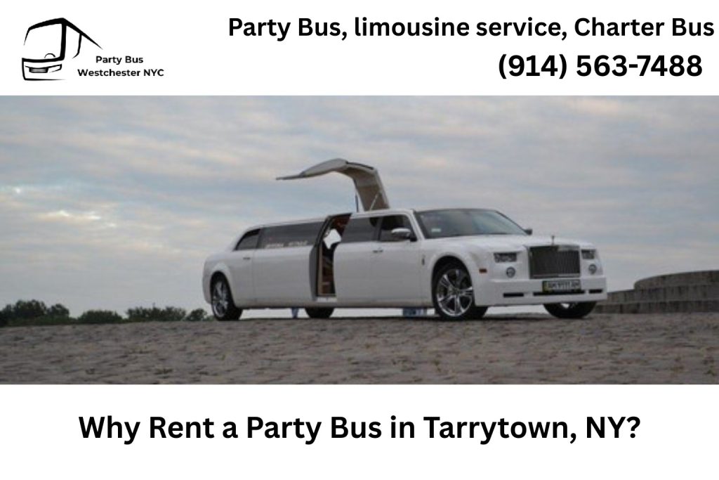 Group enjoying a party bus ride in Tarrytown NY for a night out