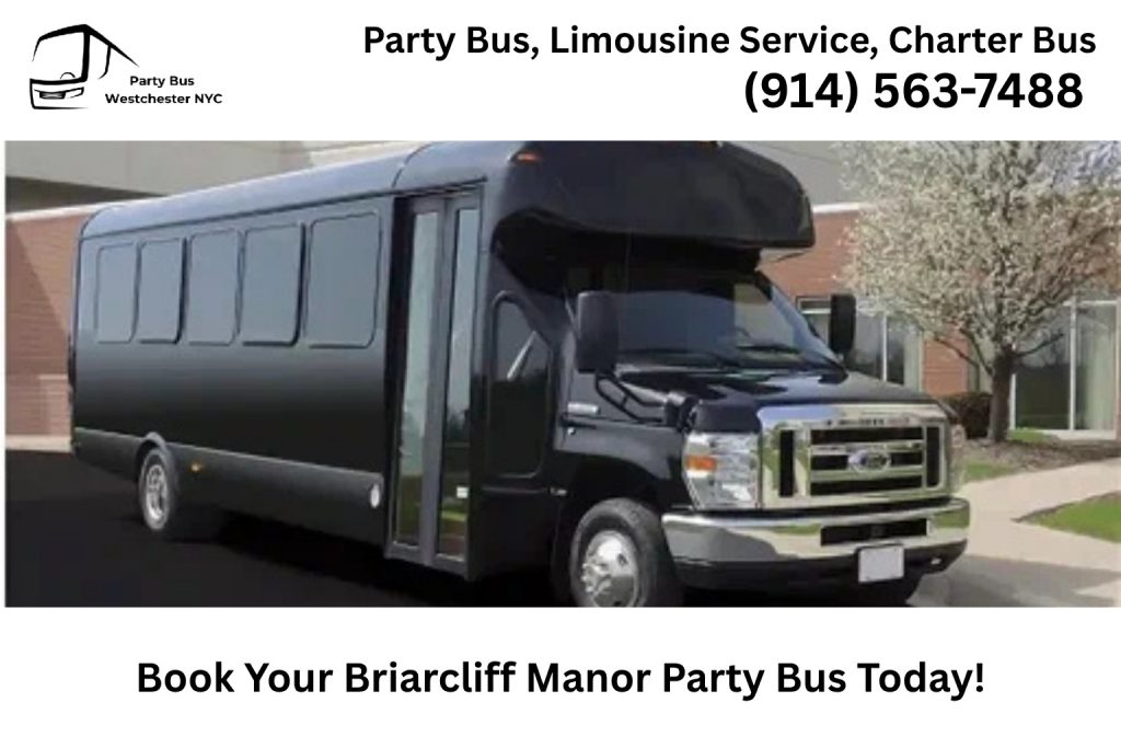Group celebrating inside a Briarcliff Manor NY party bus with LED lighting and music