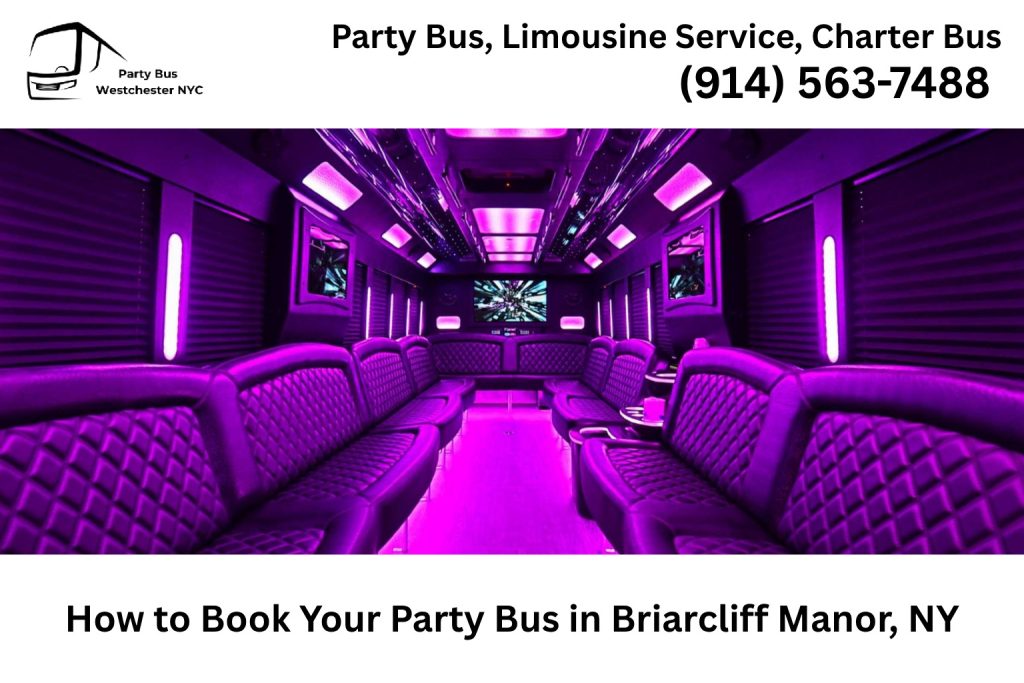 Customer booking a Briarcliff Manor NY party bus online using smartphone and laptop