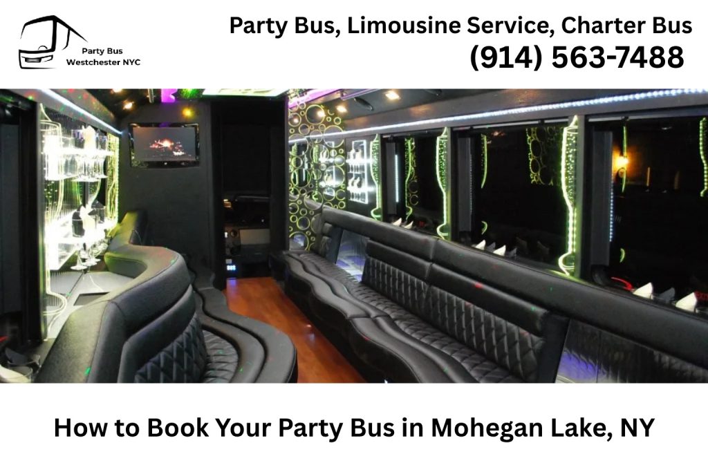 Customer booking a Mohegan Lake NY party bus online using smartphone and laptop