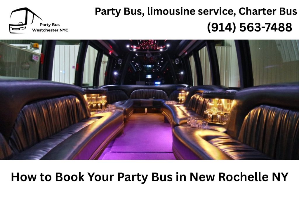 Customer booking a New Rochelle NY party bus online with smartphone and laptop