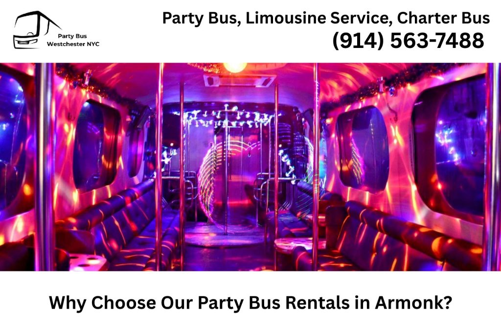 Luxury party bus service in Armonk NY for weddings, birthdays, and events