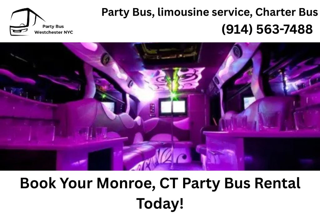 Book Monroe CT party bus rental today for group transportation