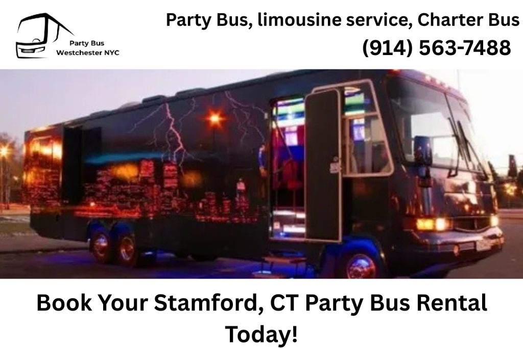 Book Stamford CT party bus rental for celebrations, events, and group transportation