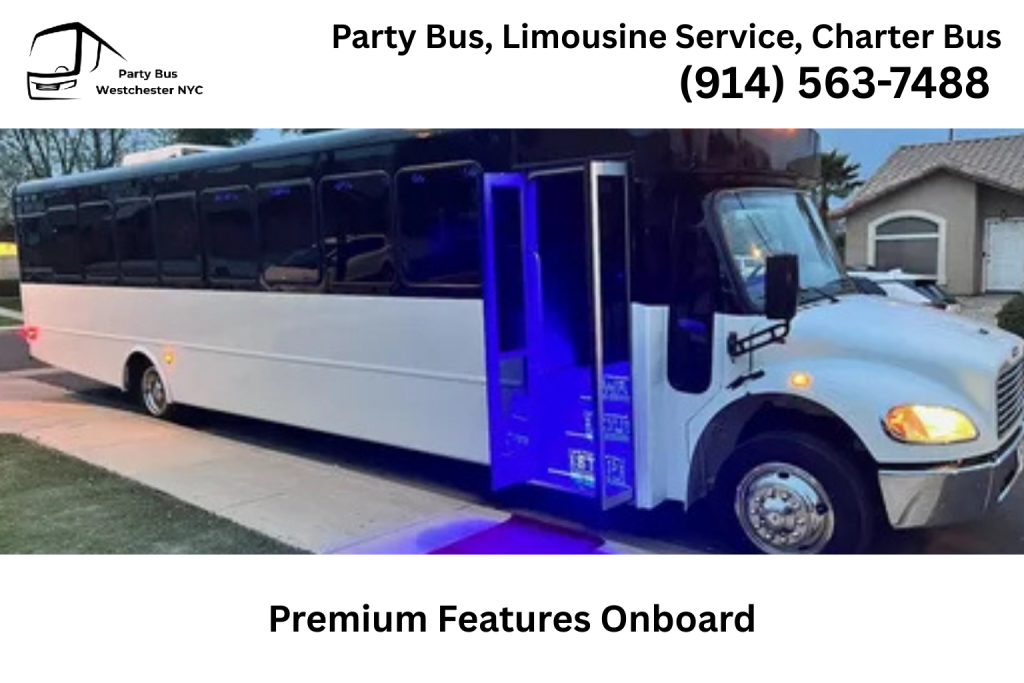 Premium party bus features for concert transportation