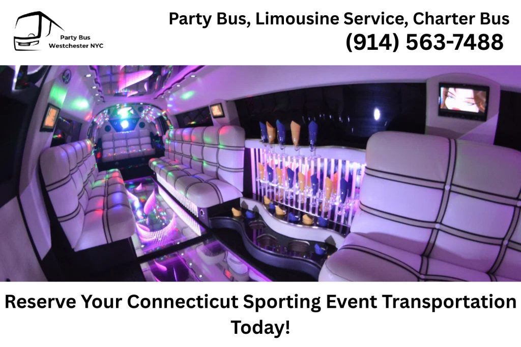 Reserve Connecticut sporting event party bus today